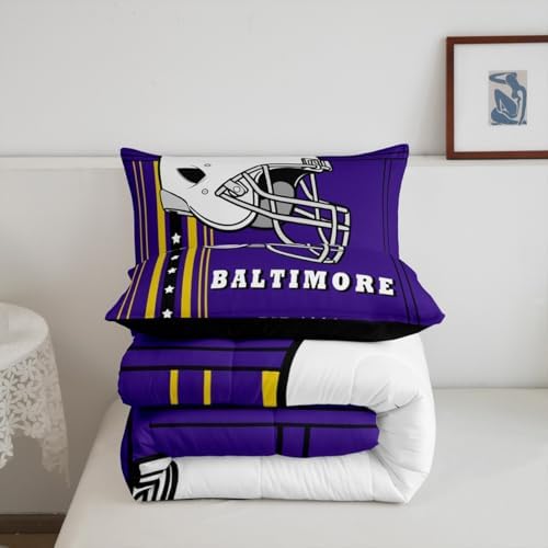 Erosebridal Football Bedding | Rugby Sport Gaming Queen Comforter Set, Inspired by Purple & Gold Sports Fans Team Colors, Football Decor for Boys Room - 1 Comforter 2 Pillowcases - Image 7