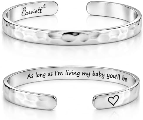 Carviell Bracelets for Women – 100+ Meaningful Engraved Messages – Solid 316L Surgical Stainless Steel Cuff Bracelet – Gift Ready by Carviell