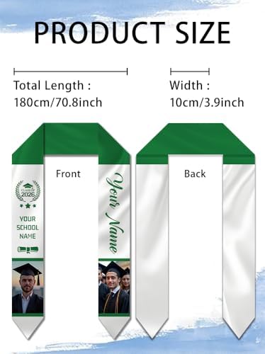 Dicodes Custom Graduation Stole Class of 2026 Personalized Graduation Sash Graduation Gift and Keepsake with Photo Text - Image 3
