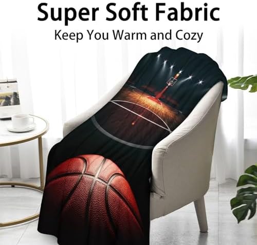 Mercuryelf Basketball Throw Blanket - Soft, Fuzzy & Warm - 30x40 Inches Small Blankets for Lap, Crib - Black Sports Throws Gift for Basketball Lovers - Image 2