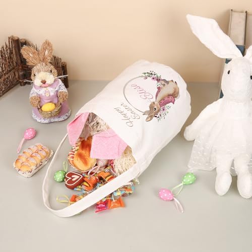 Personalized Bunny Ears Bucket Bag with Custom Name Photo-Easter Bag with Handle-Soft Egg Basket -Customized Easter Basket-Great for Carrying Gift Easter Eggs (Styles 3) - Image 5