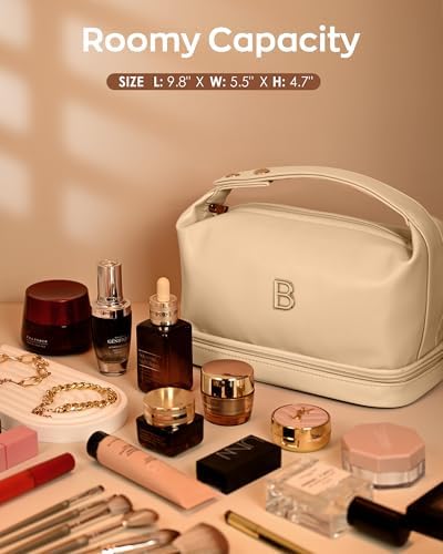 Women Gifts Initial Makeup Bag with Handle,Initial Double Layer - Image 5