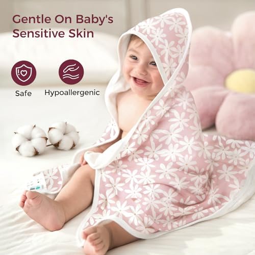 Momcozy Baby Towels, Soft Absorbent Bath Towel for Newborn&Toddler,Flower - Image 3