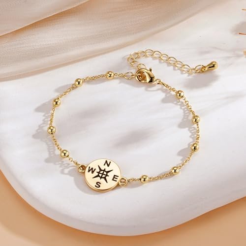2026 Graduation Bracelet for Her-14K Gold/Silver Plated Compass Bracelet with Grad Cap Gift Box Graduation Gift for Middle High School College Graduates - Image 3