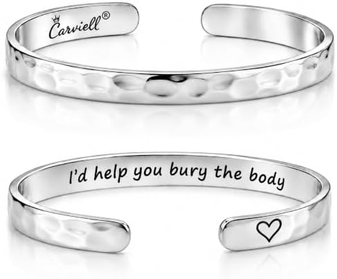 Carviell Bracelets for Women – 100+ Meaningful Engraved Messages – Solid 316L Surgical Stainless Steel Cuff Bracelet – Gift Ready by Carviell