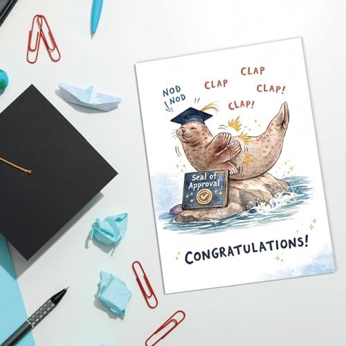Funny Graduation Card, Cute Seal Card for Him and Her, High School & College Graduation Gift for Women - Image 6