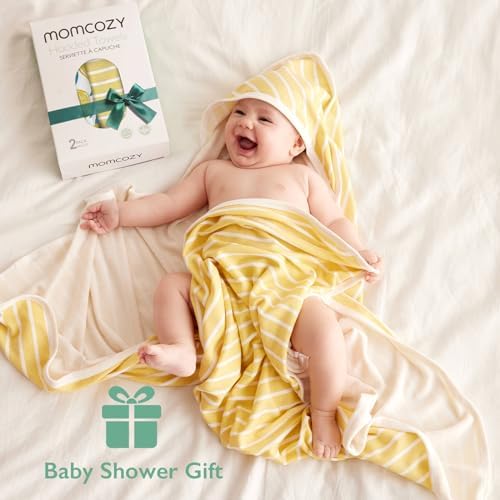 Momcozy Baby Towels, Soft Absorbent Bath Towel for Newborn&Toddler,Lemon - Image 2
