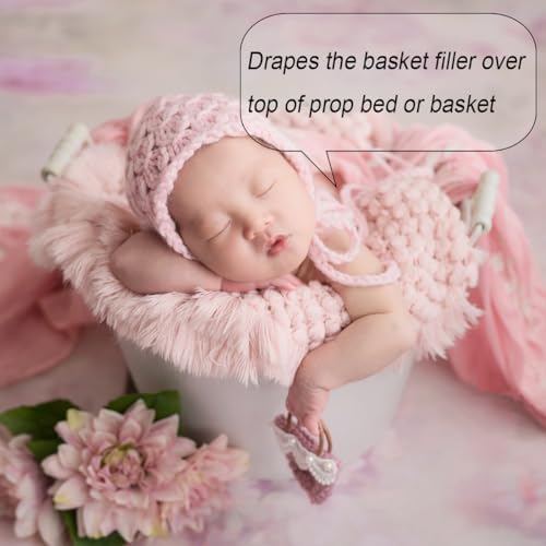 Zeroest Newborn Baby Photography Props Basket Filler Blanket (Pink) - Image 5
