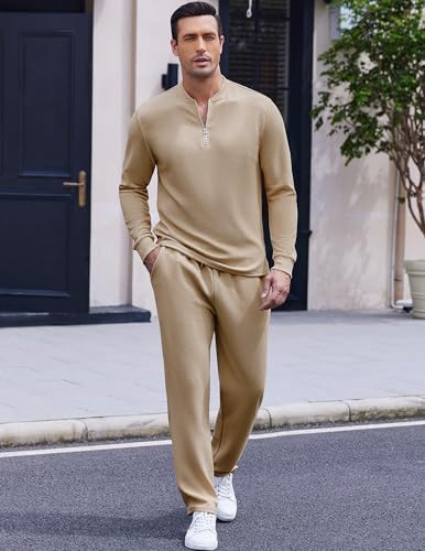COOFANDY Men's 2 Piece Tracksuit Set Polo Athletic Sweatsuit Quarter Zip Jogging Long Sleeve Casual Sports Outfits - Image 2