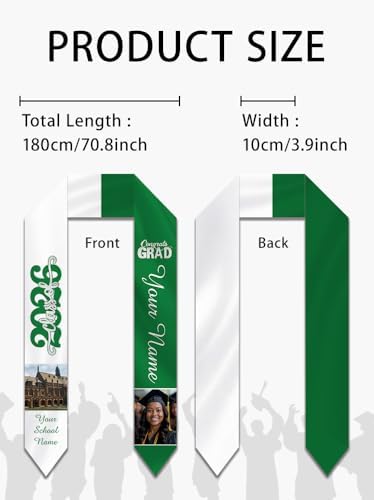 Personalized Graduation Stole Sash Custom Class of 2026 Congratulation Graduation Gifts with Photo - Image 3