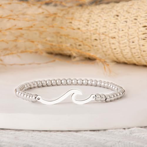 RZKING Graduation Gifts for Women, Dainty Silvery Beaded Bracelet for Women - Image 3