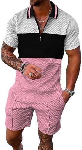 BIRW Men‘s Track Suits 2 Piece Summer Short Sets Outfits Fashion Polo Shirt Casual Short Sleeve and Shorts set by BIRW