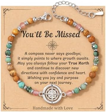 Compass Bracelet for Women, Retirement You Will Be Missed Travel Gifts by HGDEER