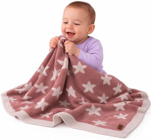 Baby Blanket 30x40 in, Pink – Soft Reversible Knit with Gift Bow, Oeko-Tex Certified, Breathable Swaddle & Receiving Blanket for Newborns, Crib & Stroller by LittleDedi