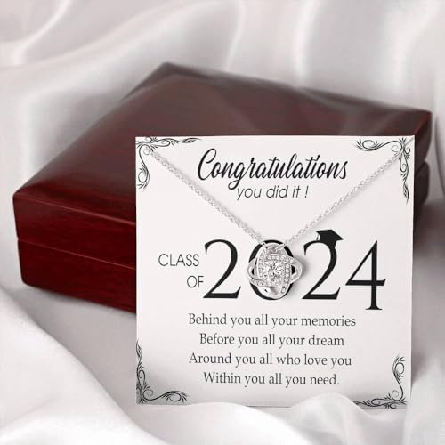 VIRAGIL 2023 Graduation Gifts for Her, Class of 2024 Love Knot Sterling Silver Pendant Necklace Senior College Graduation Jewelry Gifts for Girl Daughter - Image 3