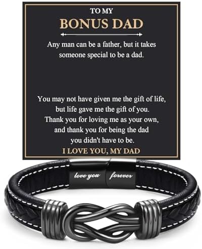 Love You Forever Infinity Leather Bracelet Gifts for Men Him Teen Boys by FIEEFX