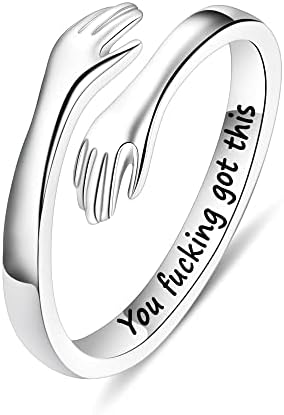 Yesteel S925 Sterling Silver Hug Ring for Women Teen Girls, Adjustable Ring Jewelry Mothers Day Birthday Gifts for Daughters Mom Sister Wife Friends Grandma by YESTEELJEWELRY