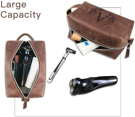 Personalized PU Leather Travel Toiletry Bag for Men Engraved Initial - Image 6