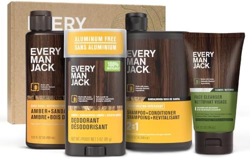 Every Man Jack Bath and Body Shower Gift Set for Men, Amber Sandalwood by EveryManJack