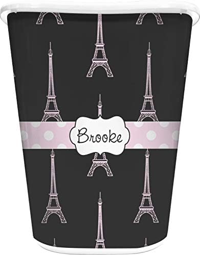 RNK Shops Personalized Black Eiffel Tower Waste Basket - Double Sided (White) by Unknown