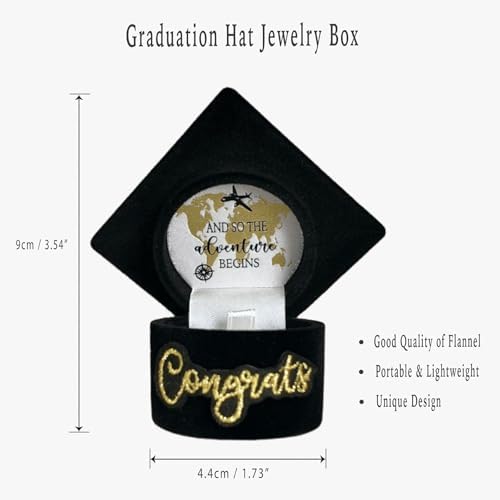 Graduation Compass Necklace 18K Gold Plated, Graduation Cap Jewelry Box - Image 6