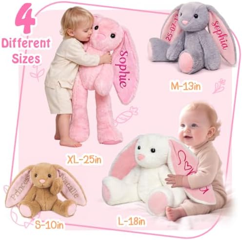 Personalized Bunny Stuffed Animal with Name, Custom Baby Bunny Plush Toys - Image 6