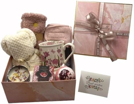 Spa Gift Baskets for Women,Luxury Self Care Gifts for Mom,Get Well Soon Gifts for Friend,Thank You Relaxing Box Gifts for Women 20th,30th,40th,50th,60th 70th 75th Birthday,Anniversary by BEECOGIF2U