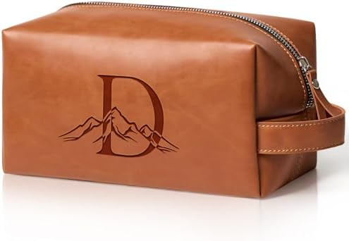 Personalized Gifts Travel Toiletry Bag for Men Engraved Initial by Aganmi