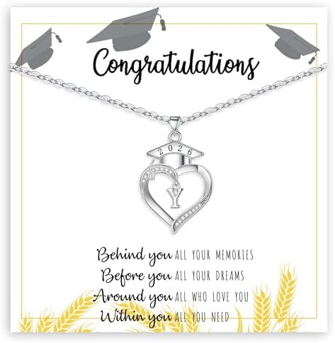 Graduation Gifts, Graduation Gift for Her Initial Necklaces for Women Class of 2026 Gifts Letter A - Z High Shool Senior Master Degree Graduate Necklace for Daughter Sister Granddaughter Girlfriend by BTYSUN