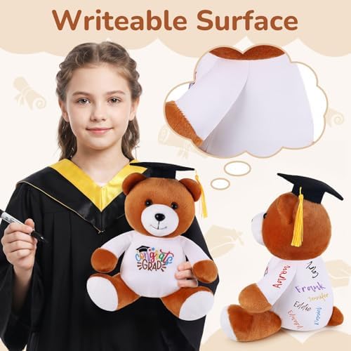 Blank Bear with Graduation Cap Toys Autograph Stuffed Teddy Bear Class of 2026 Graduated Plush Stuffed Teddy Animal for Graduation Day Gift(Grad Bear) - Image 3