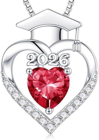 Turandoss Graduation Necklace for Women Her 2026-14K White Gold Plated Dainty Pendant Created Birthstone Necklaces for Women Her Mom Daughter, Small Simple Jewelry Gifts by TurandossJewelry