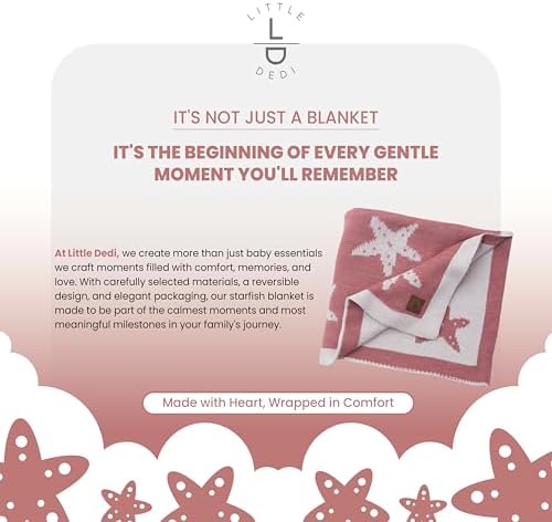Baby Blanket 30x40 in, Antique Rose – Soft Reversible Knit with Gift Bow, Oeko-Tex Certified, Breathable Swaddle & Receiving Blanket for Newborns, Crib & Stroller - Image 3