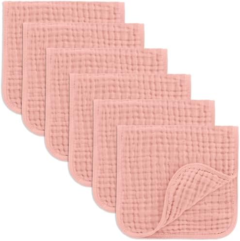 Comfy Cubs Muslin Burp Cloths 20x10" 6 Pack, Baby Burp Cloths - Bold Blush by ComfyCubs