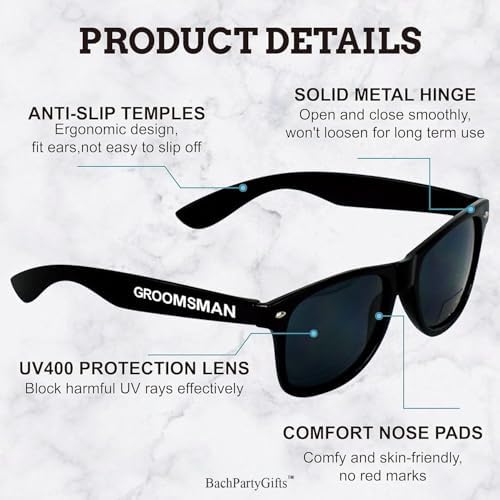 Groomsmen Sunglasses for Men - Wedding Sunglasses for Groomsman Proposal Gifts, Bachelor Party Favors - Image 3