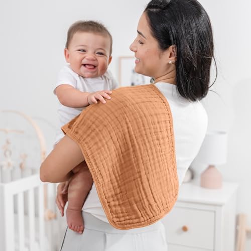 Comfy Cubs Muslin Burp Cloths 20x10" 10 Pack, Baby Burp Cloths - Caramel - Image 2