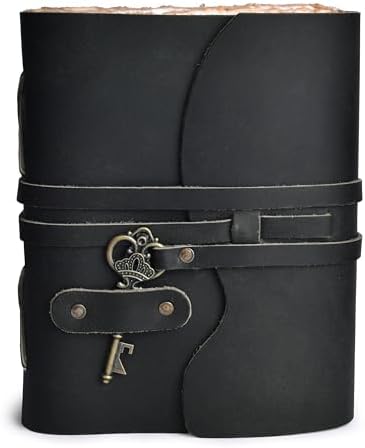 LEATHER VILLAGE Leather Journal Lined Key Lock, Black 13x8. - Image 2