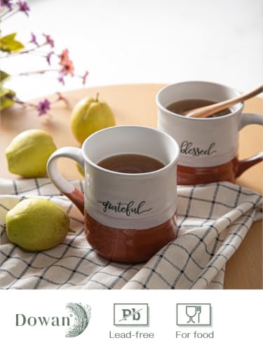 DOWAN 18 oz Large Coffee Mugs, Ceramic Mug Set with Word Blessed Grateful, Big Tea Cup for Office & Home, Thank You Gift for Women Men Mom Dad Christian, 2 Pcs - Image 4