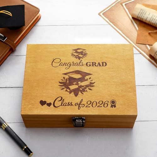 Graduation Memory Keepsake Box with Photo Custom 2026 Large Grad Card Box with Customized Picture Gift for Him Her for Graduate Grad High School Party(Yellow,Classic) by Seeloowy