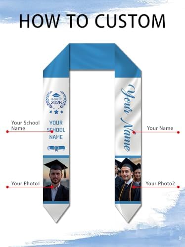 Dicodes Custom Graduation Stole Class of 2026 Personalized Graduation Sash Graduation Gift and Keepsake with Photo Text - Image 2