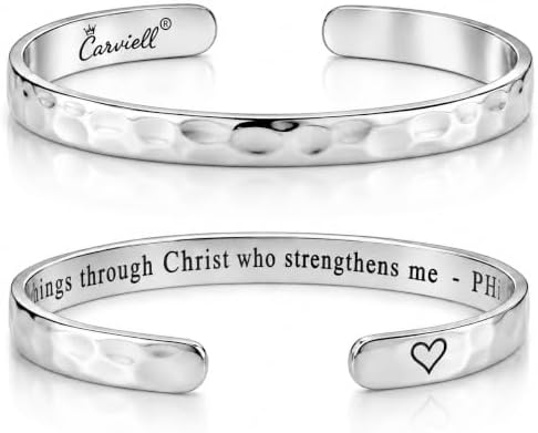 Carviell Bracelets for Women – 100+ Meaningful Engraved Messages – Solid 316L Surgical Stainless Steel Cuff Bracelet – Gift Ready by Carviell