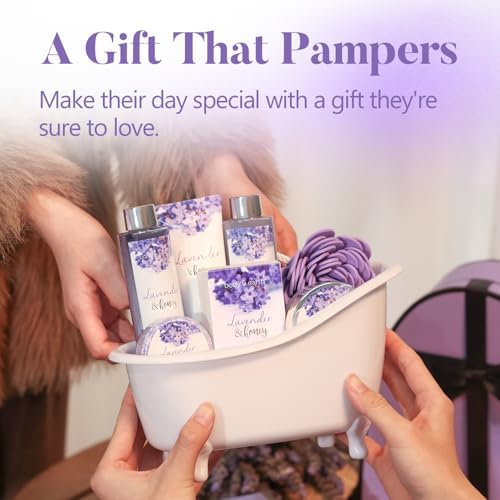 Bath and Body Gift Set - Lavender Gifts for Women, Body & Earth Bath & Shower Sets, 8 Pcs Lavender Honey Gift Sets with Bubble Bath, Lotion Set, Soap, Spa Kit for Women, Christmas Gifts for Mom - Image 3