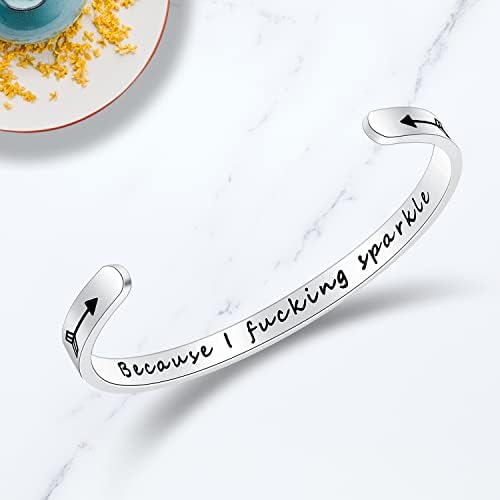 TONY & SANDY Inspirational Bracelets for Women Teen Girls Personalized Gifts for Daughter Granddaughter Mom Sister Friends Stainless Steel Engraved Cuff Birthday Easter Christmas - Image 2