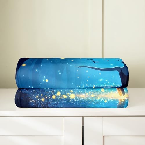 Erosebridal Ballerinas Flannel Blanket Twin 60x80 Inch Woodland Fleece Blanket Birds River Firefly Botanical Fuzzy Plush Throw Moonlight Dreamy Ballerinas Living Room Decor - Image 4