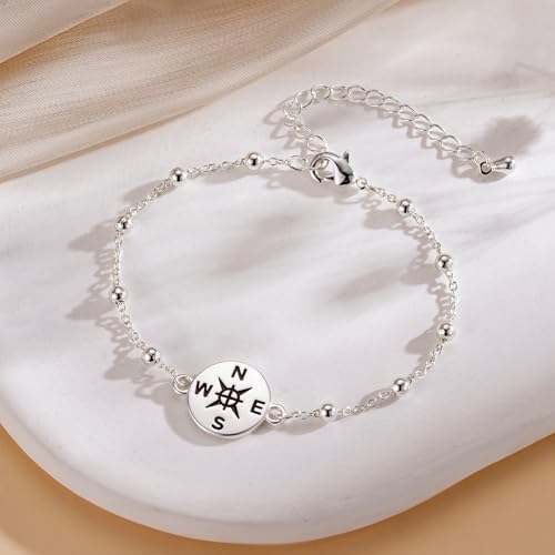 2026 Graduation Bracelet for Her-14K Gold/Silver Plated Compass Bracelet with Grad Cap Gift Box Graduation Gift for Middle High School College Graduates - Image 3
