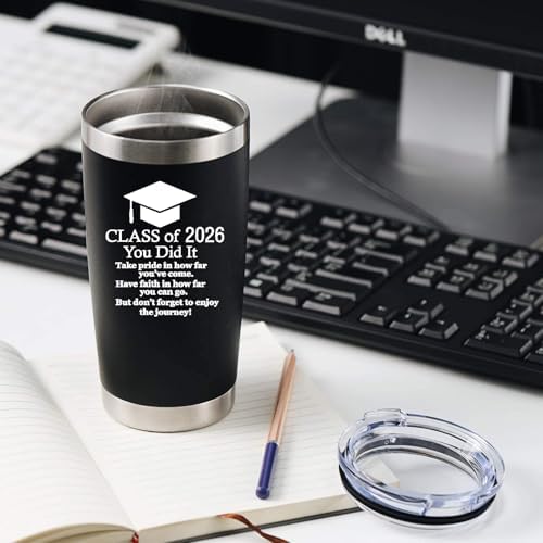 2026 Graduation Motivational Gift for Him Her 20 Ounce Stainless Steel Car Tumbler Insulted Mug Cup Graduate Inspirational Gifts for College (Black) - Image 5