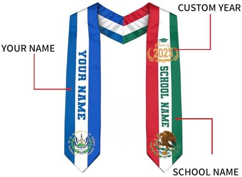 Custom Salvadoran Flag Graduation Sash 2026, Salvadoran Graduation Sash, Graduation Stole Class of 2026 Gift for Her Him - Image 3