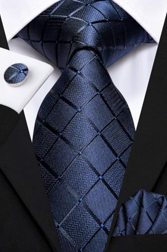 Hi-Tie Lot 5 Pcs Gift Box Mens Tie Set Necktie with Pocket Square Cufflinks Silk Neck Tie Collection - Image 3