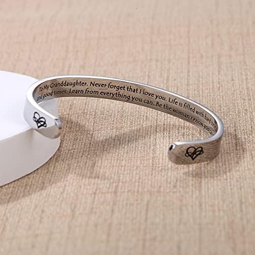 TONY & SANDY Inspirational Bracelets for Women Teen Girls Personalized Gifts for Daughter Granddaughter Mom Sister Friends Stainless Steel Engraved Cuff Birthday Easter Christmas - Image 2