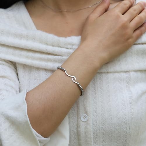 RZKING Graduation Gifts for Women, Dainty Silvery Beaded Bracelet for Women - Image 6