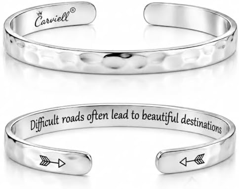 Carviell Bracelets for Women – 100+ Meaningful Engraved Messages – Solid 316L Surgical Stainless Steel Cuff Bracelet – Gift Ready by Carviell